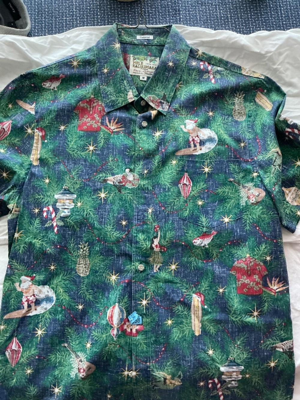 Reyn Spooner Mele Kalikimaka Christmas Hawaiian Shirt M Tailored Holiday